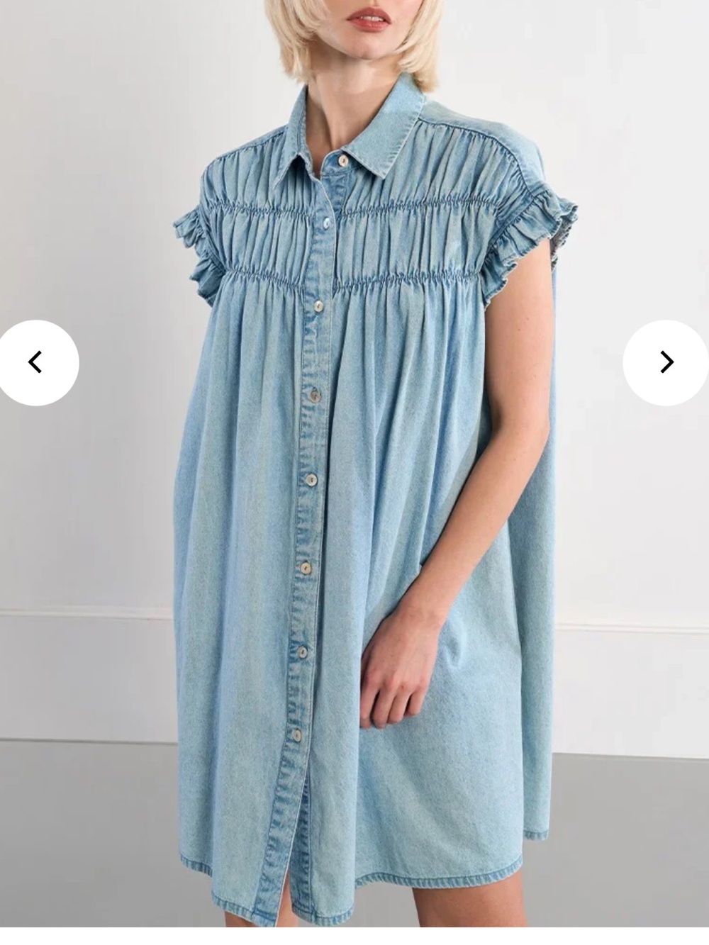 Light Blue Denim Button-Front Dress